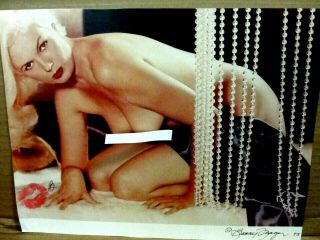 Rare Bunny Yeager Signed Autograph 9x12 Photo W/coa,  Lipstick Kiss - Color - Model