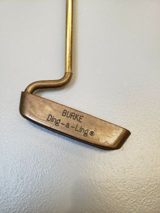 Rare Unique Burke Brass Head Ding - A - Ling 36 " Putter Gold Shaft Golf Collectible