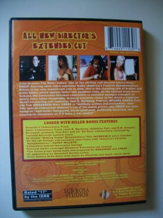 Creep DVD Uncut Tim Ritter Kathy Willets 2004 Sub Rosa Studios Rare and OOP 2
