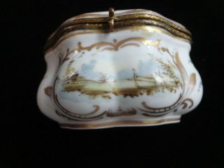 Antique French Casket Trinket Box Hand Painted Porcelain marked 3