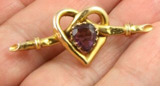 Antique Victorian Or Edwardian C 1900 9 Ct Gold Paste Amethyst Brooch Pin