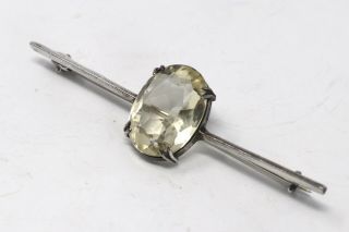 A Lovely Antique Art Deco Sterling Silver 925 Oval Citrine Bar Brooch 21980