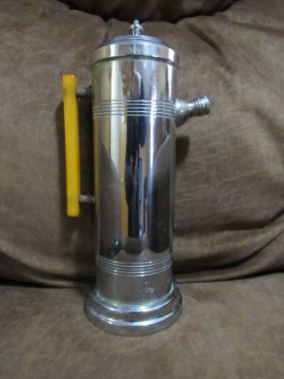 Art Deco Chromium Cocktail Shaker with Bakalite Handle 3