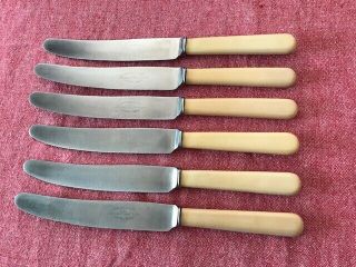 Great Set Of 6 Thomas W Cork Faux Bone Handle Butter / Side Knives 22.  75cm