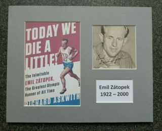 Emil Zatopek Olympic Games Champion 1948 & 1952 Rare Signed Mounted Picture