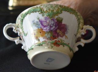 VINTAGE AUSTRIA TWO HANDLED PORCELIAN CUP AND SAUCER 3