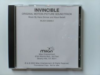 Invincible Soundtrack Rare Promo Cd Hans Zimmer Klaus Badelt Werner Herzog Nm