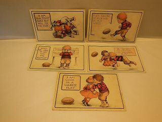 Antique Vintage Set Of 5 Series No 978 Comic Football Postcards