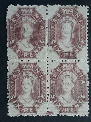 Rare 1884 Tasmania Australia Blk 4x6d Reddish Purple Chalon Head Stamps P12