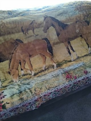 Large Vintage Tapestry Wall/rug Covering.  Horse Scene 1965 - 1970s.