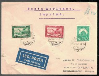 Antique 1929 Air Mail Cover Budapest To Constantinople Turkey