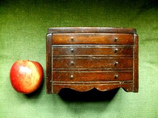 Rare Antique Folk Art Miniature Chest Of Drawers Disappearing Coins,  Money Box