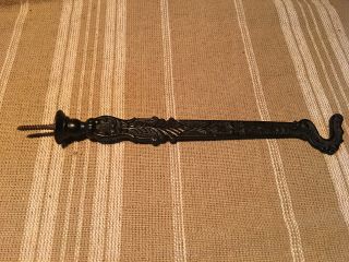 Antique Cast Iron Screw In Wall Hook For Oil Lamp - Plant 9” Long - Eastlake Style