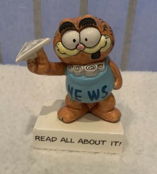 1981 Vintage And Rare Garfield News Boy Enesco Figurine “read All About It”