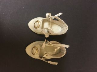 Leather Doll Shoes With Toe Buckle For Antique German Or French Doll - Vintage