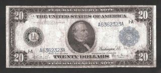 Rare Glass Signature Boston 1914 $20 Federal Reserve Note,  No Tears