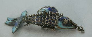 Stunning Antique / Vintage Chinese Silver & Enamel Articulated Koi Fish Pendant