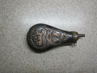 Antique/vintage Gun Powder Flask Copper And Brass 6 "