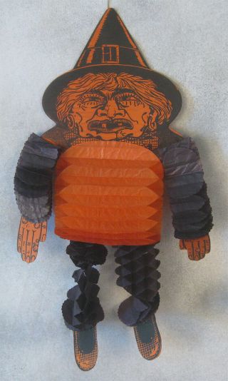 Antique Halloween 1920s Crepe Paper Honeycomb Body Witch German 18 " Rare