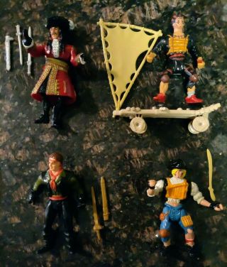 Rare Vintage Mattel 1991 Hook Peter Pan Movie Figures With Accessories L@@k