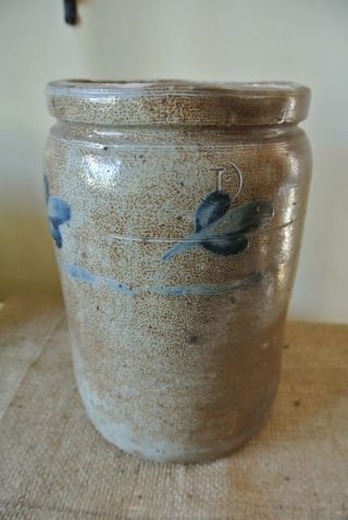 Baltimore ? Antique Cobalt Blue Stoneware Canning Crock/jar Crack Chip 9 3/4 "