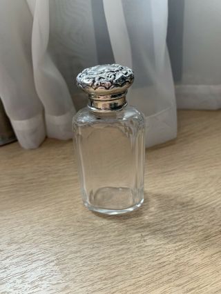 Victorian.  925 Hm Sterling Silver And Glass Perfume Scent Bottle Birmingham 1900
