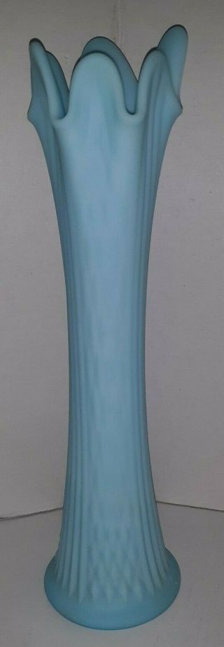 Antique Fenton Blue Opalescent Tall Vase & Rare