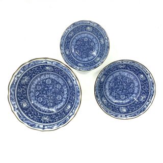 3 Vintage Asian Blue And White Porcelain Nesting Bowls,  6.  5/ 5.  5 /4marked
