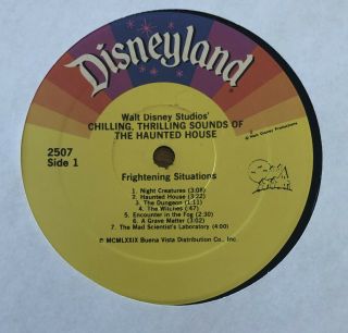 Rare Disney - Chilling,  Thrilling Sounds Of The Haunted House (2507) Vinyl 1979 3