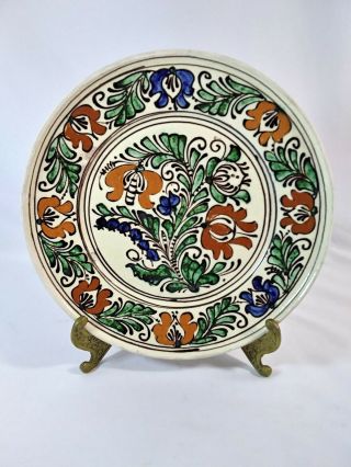 Vintage Romanian Pottery Plate Handpainted Handmade Signed Molnos Jozsef Korond