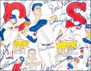 Extremely Rare,  Boston Red Sox,  All Time Greats Signed Poster.  Reprint 11x14