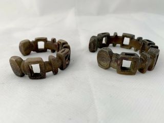 Antique West African Ivory Coast Bronze Manilla Currency Bangles X 2 Rare Child