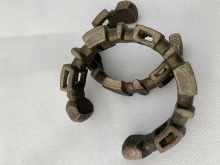 Antique west African Ivory coast bronze manilla currency bangles x 2 rare child 2