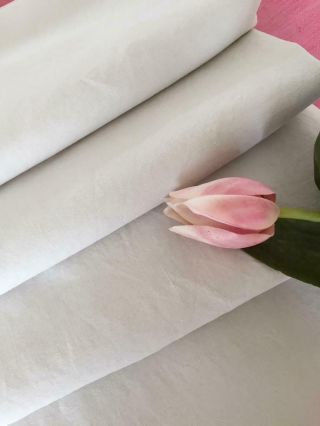 Morceaux Vintage French Pure Linen Fabric Soft White 100 X 110 Cms Crafts