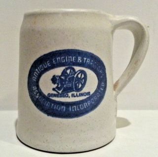 Old Monmouth Pottery Antique Engines & Tractor Association Beer Stein Cup Mug