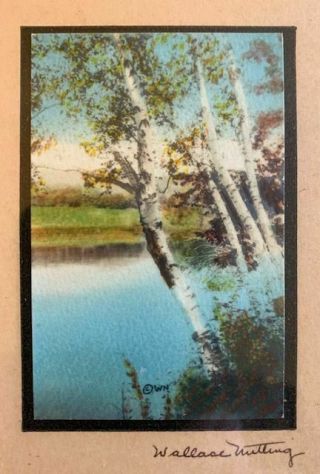 Rare Wallace Nutting Hand Colored Print Signed Framed Trees Landscape