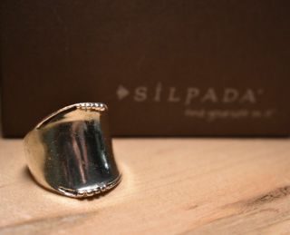 Silpada R1685 Size 9 Mirror Polished Beaded Edge Cuff Rare Htf Matching Bracelet