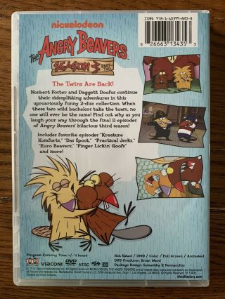 The Angry Beavers: Season 3,  Part Two (DVD,  2012,  2 - Disc) RARE OOP Nickelodeon 2