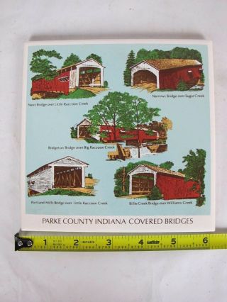 Decorative Parke County Indiana Covered Bridges Art Tile Ceramic Pottery Usa