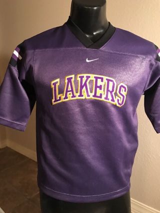 Rare Los Angeles Lakers Vintage Nike Team Warmup Jersey Shirt Boys Medium 12 - 14