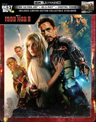 Iron Man 3 4k Ultra Hd Uhd Blu - Ray Best Buy Exclusive Steelbook Marvel Rare