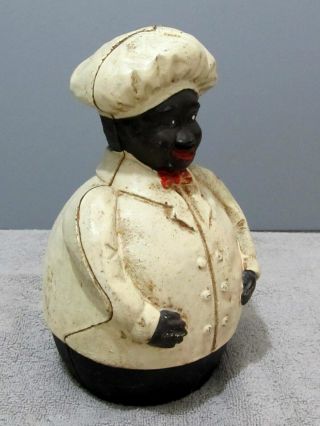 Rare Vintage Jolly Chef Cast Iron Baker Cook Black Americana Still Bank
