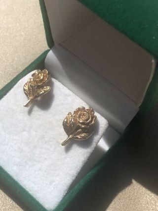 Very Rare Charles Horner 9ct Gold English Rose Earrings Not Scrap 3.  1g