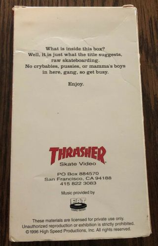 Thrasher Raw VHS Skateboard Video Number 9 Rare 2
