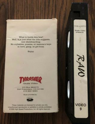 Thrasher Raw VHS Skateboard Video Number 9 Rare 3