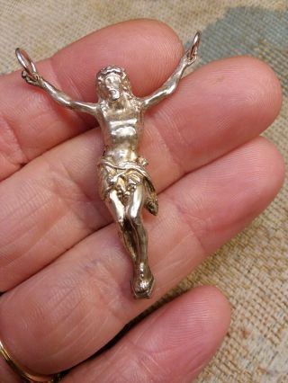 Antique 1800s French Sterling 800 Silver Crucifix Pendant Salvaged
