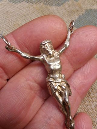 ANTIQUE 1800s FRENCH STERLING 800 SILVER CRUCIFIX PENDANT SALVAGED 2