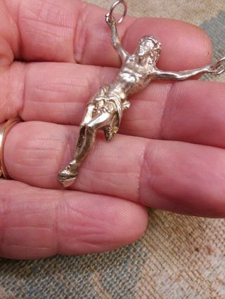 ANTIQUE 1800s FRENCH STERLING 800 SILVER CRUCIFIX PENDANT SALVAGED 3