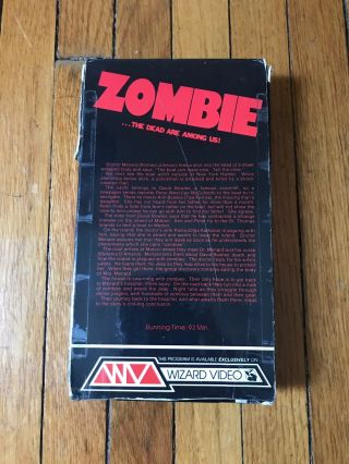 Zombie VHS Horror Rare Zombies Zombi 2 Lucio Fulci Wizard Video 2