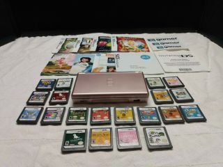 Rare Nintendo Ds Lite Rose Pink With 20 Games Look